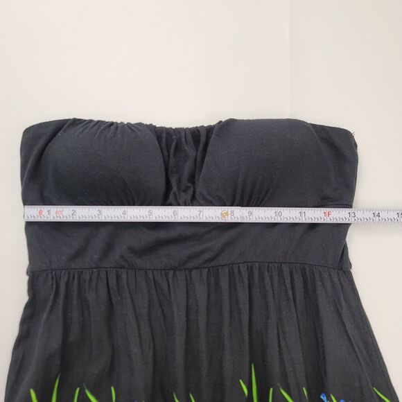 Y2K Strapless Babydoll Tunic Top Size Large Tropical‎ Floral Resort Festival - Picture 4 of 6